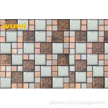 Water Proof Small Glass Chip Stainless Steel Mosaic Tile Fo